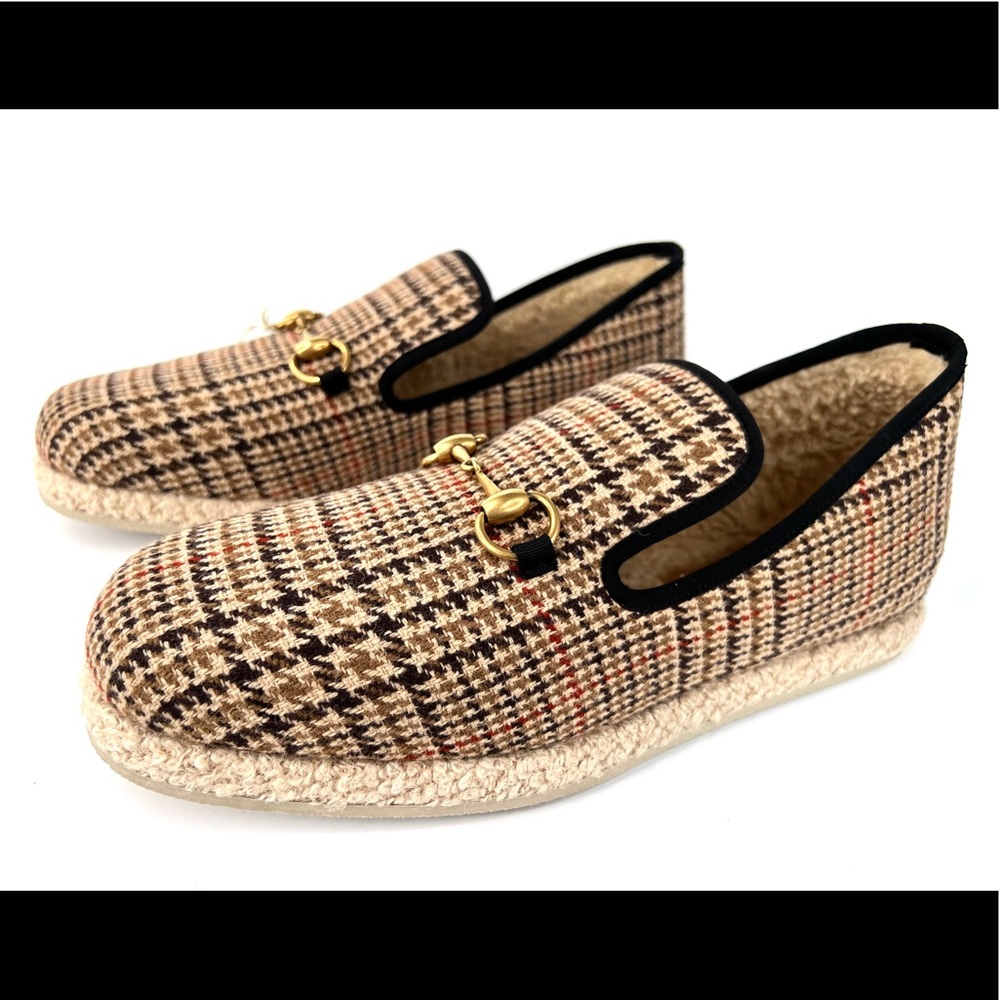 Gucci Fria Horsebit Wool 574845 Shearling GG Men Loafers G 9 - US 9.5 - EU 43